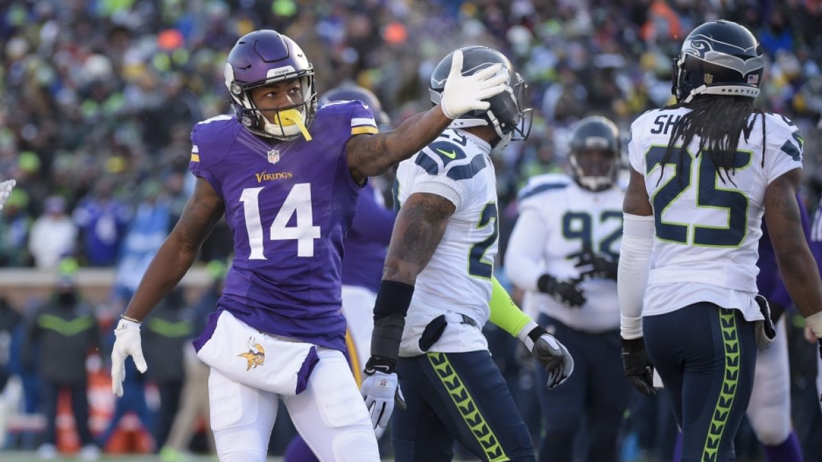 Stefon Diggs zelebriert, am 10.01.2016. (Symbolbild) (Foto)