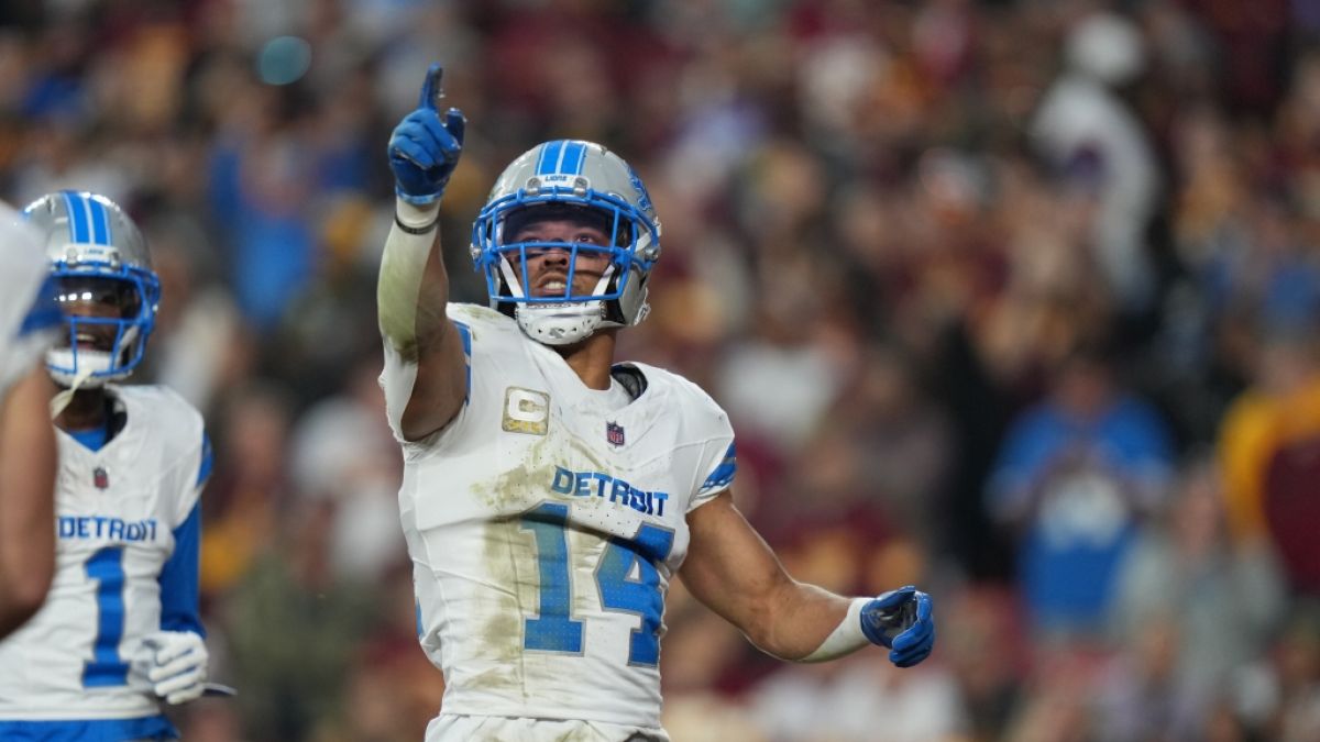 Amon-Ra St. Brown von den Detroit Lions jubelt, am 09.11.2025. (Symbolbild) (Foto)