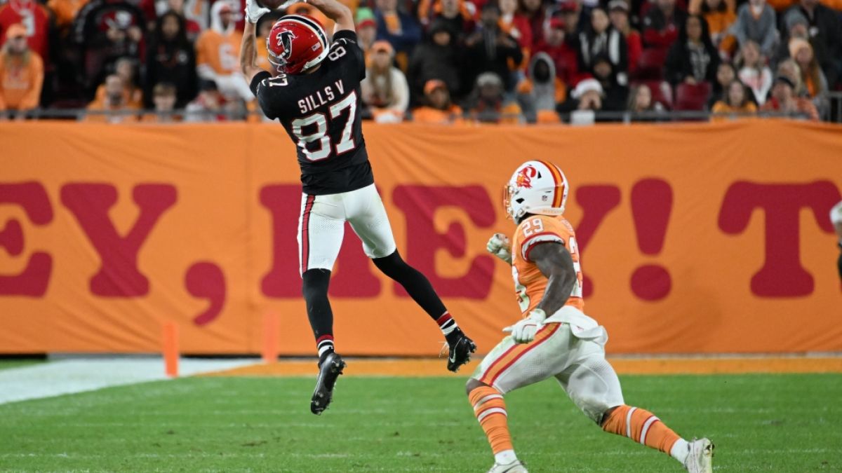 David Sills V von den Atlanta Falcons f&auml;ngt den Ball, am 11.12.2025. (Symbolbild) (Foto)