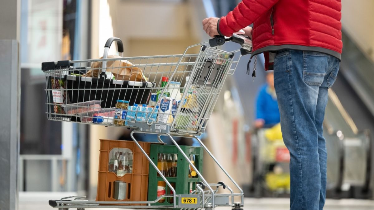 Ein Mann mit einem gef&uuml;llten Einkaufswagen. Die SPD will mit dem "Deutschland-Korb" g&uuml;nstige Lebensmittel erm&ouml;glichen. (Foto)