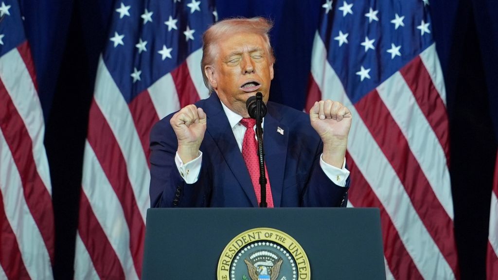 Donald Trump außer Rand und Band: Fotos wie dieses, aufgenommen Anfang Januar 2026 bei einer Rede des Präsidenten zu republikanischen Abgeordneten im Repräsentantenhaus, werfen immer wieder Fragen zu Donald Trumps Geisteszustand auf. (Foto)