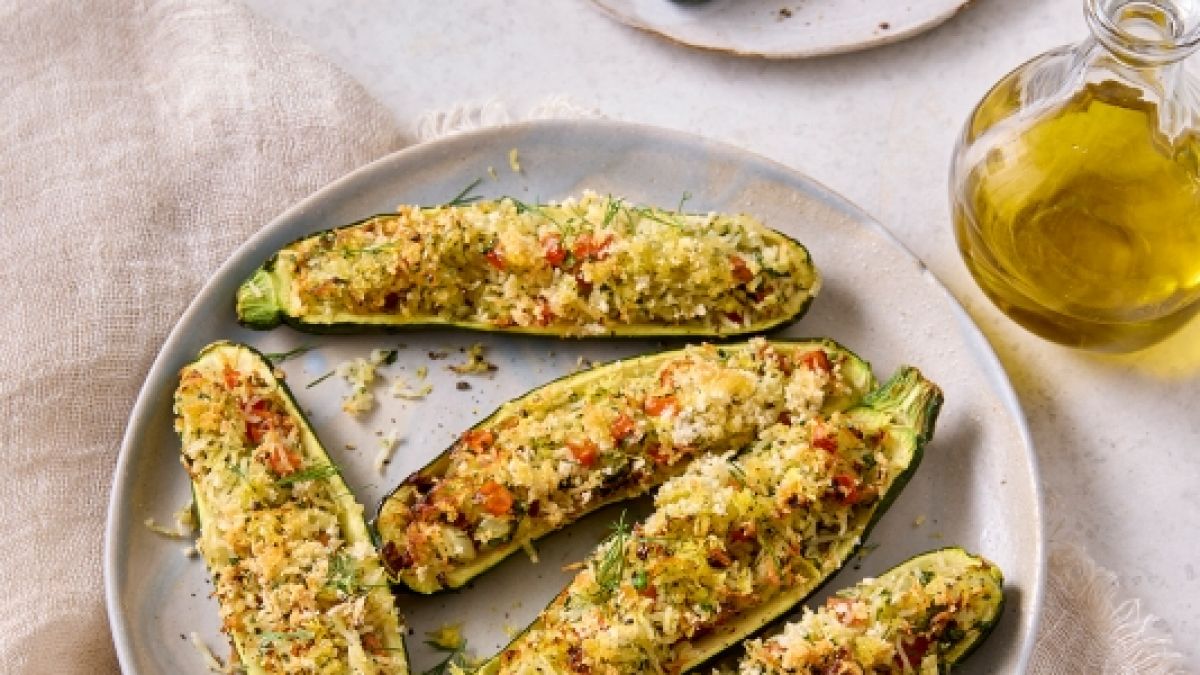 Gef&uuml;llte Zucchini aus der Hei&szlig;luftfritteuse (Foto)