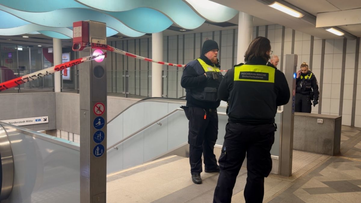 Einsatzkr&auml;fte stehen im U-Bahnhof Wandsbek-Markt in Hamburg. Zwei Personen sind auf den Gleisen gestorben. (Foto)