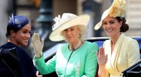 Da war die Welt noch in Ordnung: Im Sommer 2019 setzte Herzogin Meghan neben Königin Camilla und Prinzessin Kate ihr strahlendstes Lächeln auf.