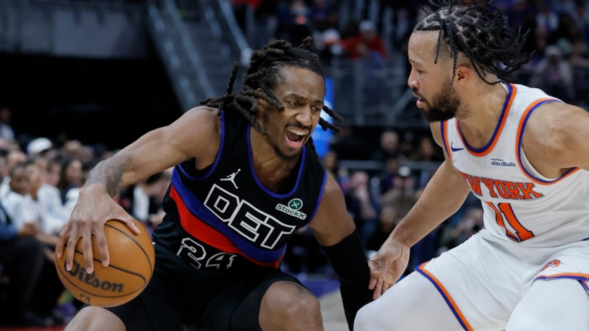 Daniss Jenkins von den Detroit Pistons spielt gegen Jalen Brunson von den New York Knicks, am 07.02.2026. (Symbolbild) (Foto)