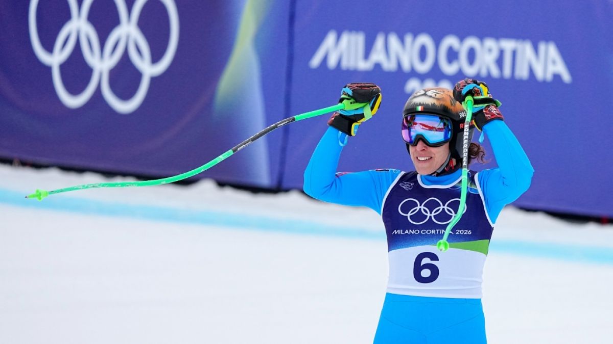 Federica Brignone jubelt nach ihrem famosen Lauf beim Super-G. (Foto)