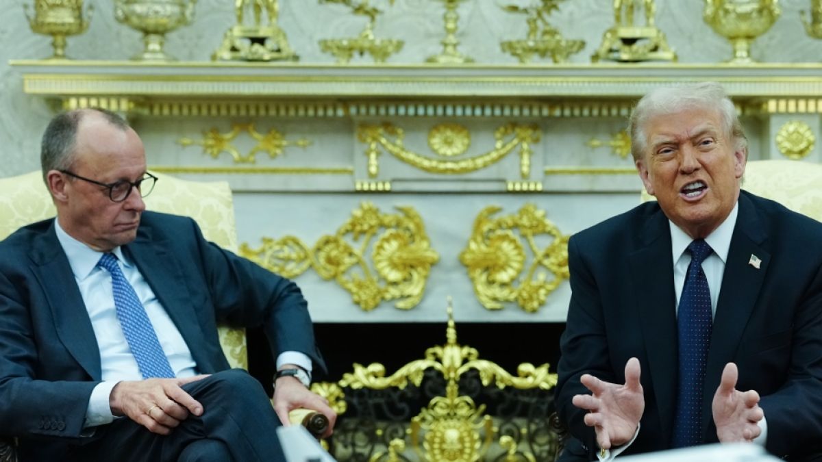 US-Pr&auml;sident Donald Trump empf&auml;ngt Bundeskanzler Friedrich Merz im Wei&szlig;en Haus. Themen sind der Krieg im Iran, der Zollstreit zwischen der EU und den USA gehen, der russische Angriffskrieg gegen die Ukraine und die China-Politik. (Foto)