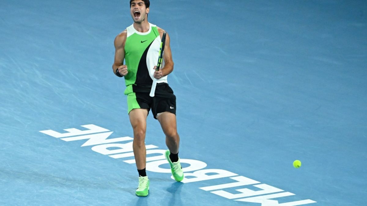 Carlos Alcaraz jubelt, am 01.02.2026. (Symbolbild) (Foto)