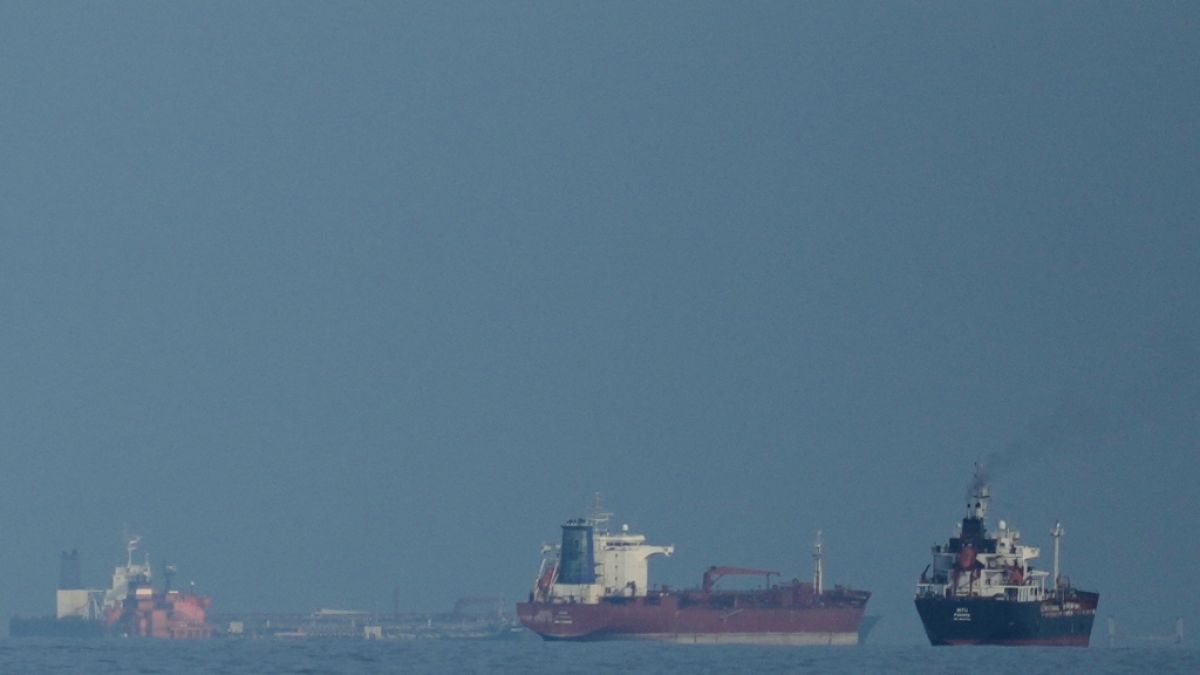 &Ouml;ltanker und Frachtschiffe reihen sich in der Stra&szlig;e von Hormus auf. (Foto)