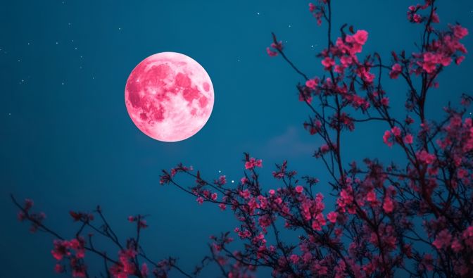 Im April leuchtet der Pink Moon am Himmel.