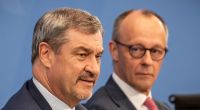 Markus Söder (CSU) und Bundeskanzler Friedrich Merz (CDU) auf einer Pressekonferenz nach dem Koalitionsausschuss.