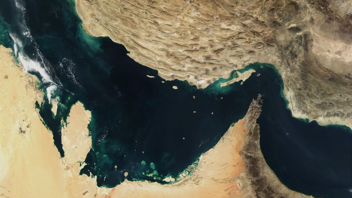 Der Persische Golf, die Stra&szlig;e von Hormus und der Golf von Oman in einer undatierten, von der NASA zur Verf&uuml;gung gestellten, Satellitenaufnahme. (Foto)
