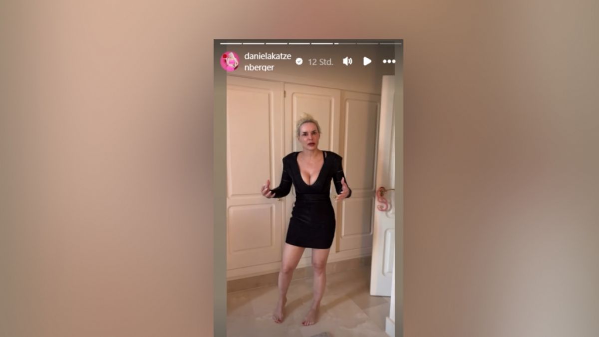 Daniela Katzenberger gef&auml;llt sich ungeschminkt nicht im schwarzen Kleid. (Foto)