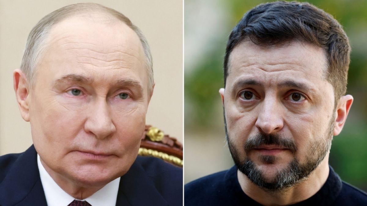 In einem Offenen Brief wendet sich der ukrainische Pr&auml;sident Wolodymyr Selenskyj (r.) an Kremlchef Wladimir Putin (l.). (Foto)