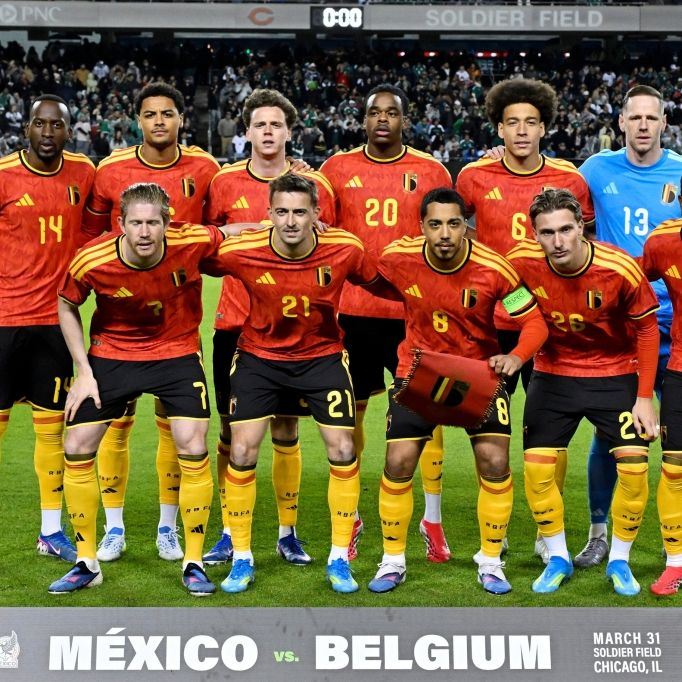 Fußball: Die Spieler von Belgien posieren für ein Mannschaftsfoto vor einem MexTour-Fußballspiel gegen Mexiko. Belgien nimmt an der Fußball-WM 2026 teil, am 01.04.2026. (Symbolbild)