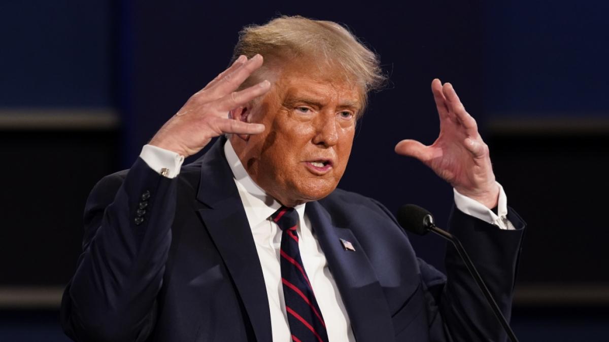 Donald Trump beim TV-Duell in Cleveland. (Foto)