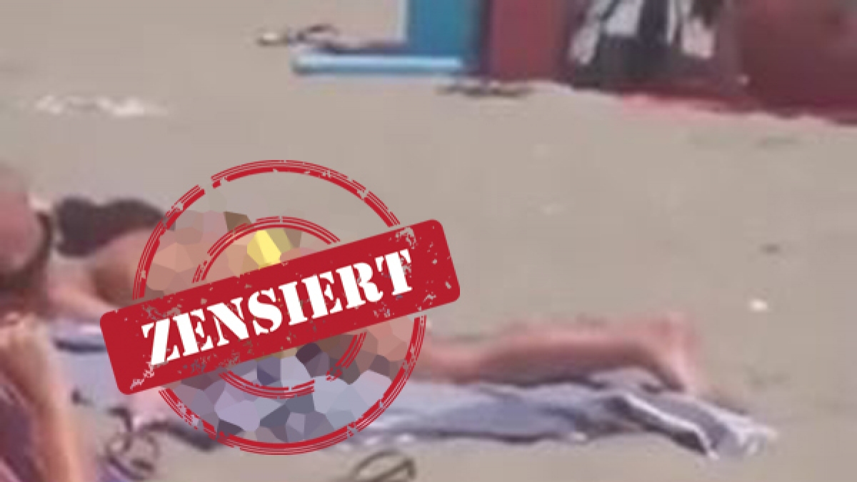 Dieser Frau scheint es v&ouml;llig egal zu sein, dass neben ihr Familien mit Kindern liegen. (Foto)