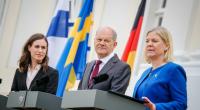 Die Ministerpräsidentinnen von Finnland und Schweden, Sanna Marin (l.) und Magdalena Andersson trafen am Dienstag, den 3. Mai Bundeskanzler Olaf Scholz.