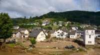 Blick auf den Ort im Kreis Ahrweiler am Tag nach dem Unwetter mit Hochwasser. Mindestens sechs Häuser wurden durch die Fluten zerstört.  