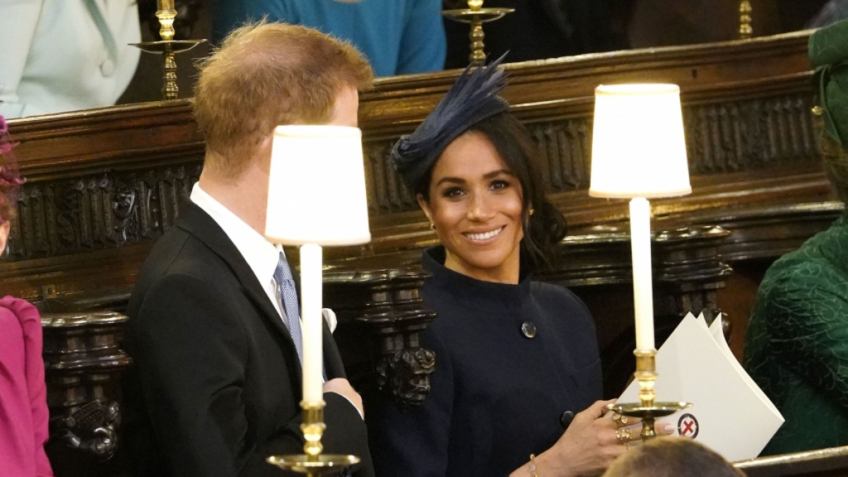 Prinz Harry und seine Frau Herzogin Meghan nehmen vor der Hochzeit von Prinzessin Eugenie und Jack Brooksbank. (Foto)