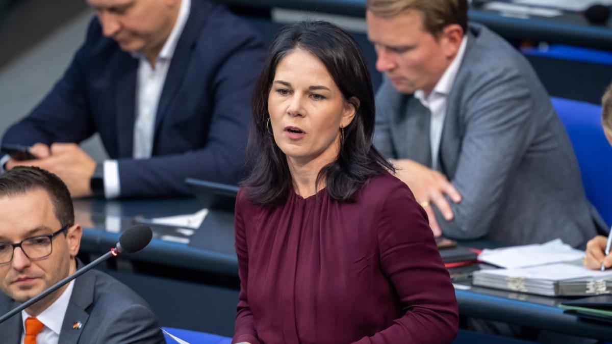 Au&szlig;enministerin Annalena Baerbock bei der Regierungsbefragung am 16.10.2024 im Bundestag. (Foto)