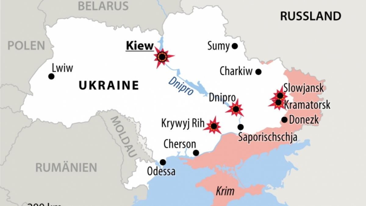 Die Karte zeigt Russland Angriff auf die Ukraine und die besetzten Gebiete. (Foto)