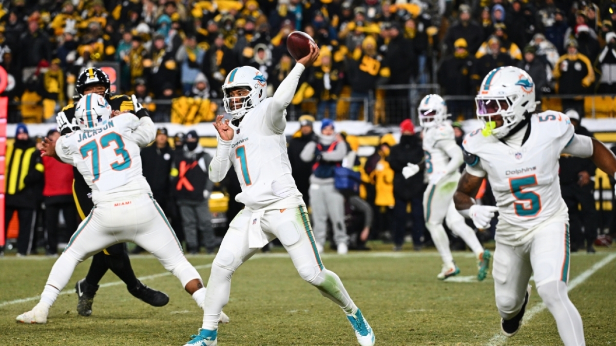 Tua Tagovailoa von den Miami Dolphins wirft den Ball, am 15.12.2025. (Symbolbild) (Foto)