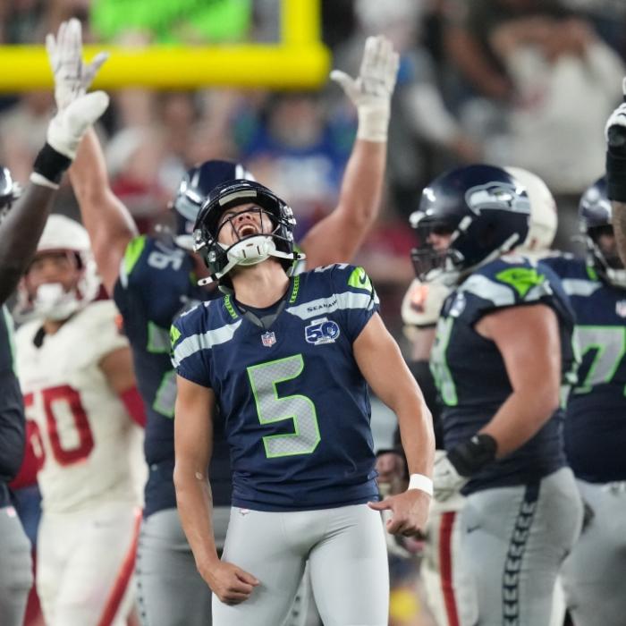 Kicker der Seattle Seahawks Jason Myers (5) jubelt, am 25.09.2025. (Symbolbild)