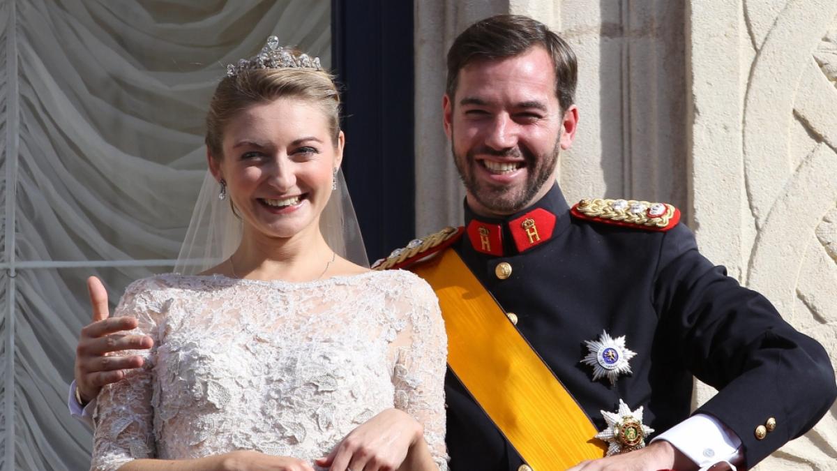 Prinzessin St&eacute;phanie und Guillaume,&nbsp;Thronfolger des Gro&szlig;herzogs von Luxemburg an ihrem Hochzeitstag (Foto)