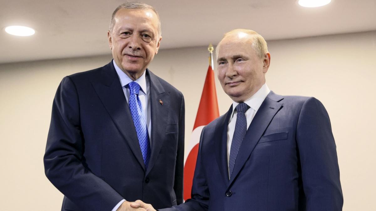 T&uuml;rkei-Pr&auml;sident Recep Erdoğan und Wladimir Putin um Juli 2022. (Foto)