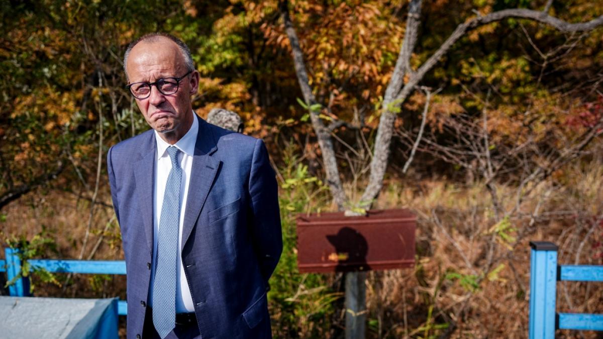 Friedrich Merz steht auf der Blue Bridge in der demilitarisierten Zone an der Grenze zu Nordkorea. (Foto)