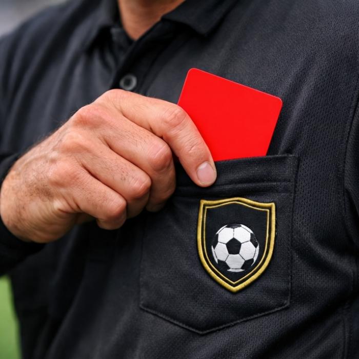 Rot für Spieler mit Hand vor Mund in Konflikt