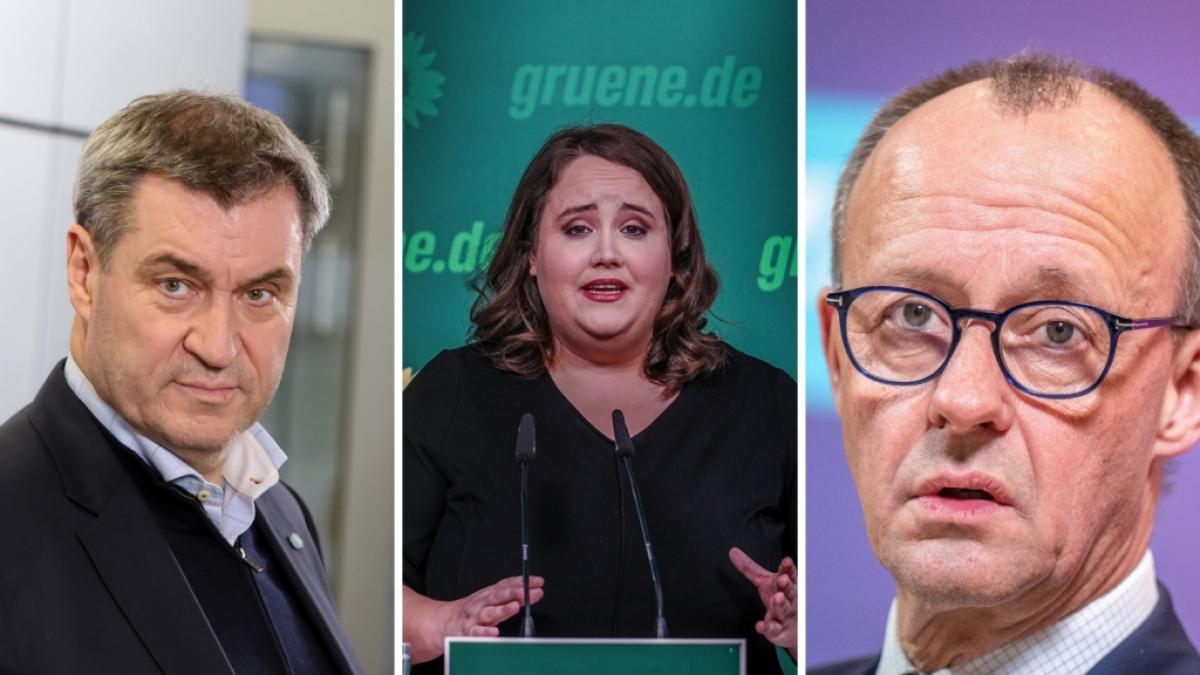 Markus S&ouml;der, Ricarda Lang und Friedrich Merz. (Foto)