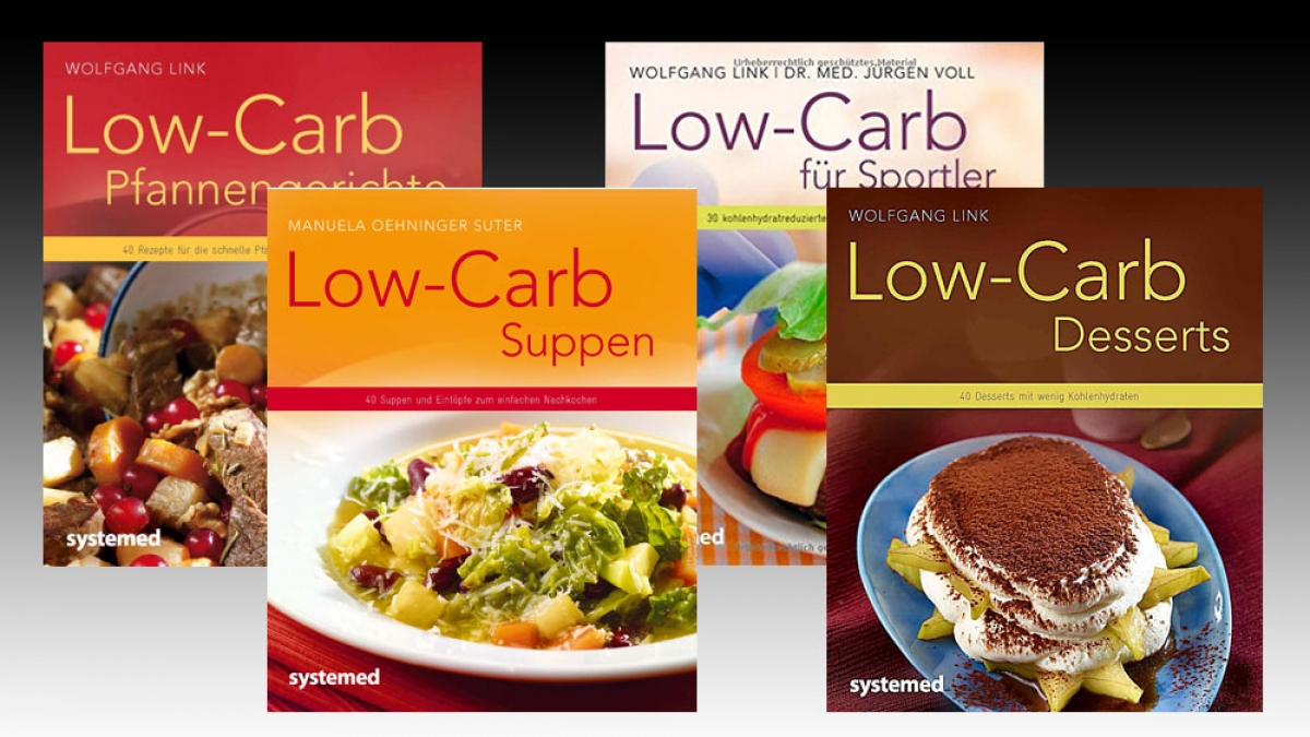 Die Low-Carb-Rezepte f&uuml;r das 3-G&auml;nge-Men&uuml; finden sich in den B&uuml;chern der systemed-Reihe. (Foto)