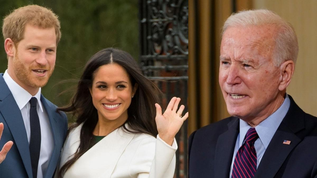 Meghan Marke und Prinz Harry k&ouml;nnten im Rennen um die Gunst von Joe Biden vor der Queen liegen. (Foto)