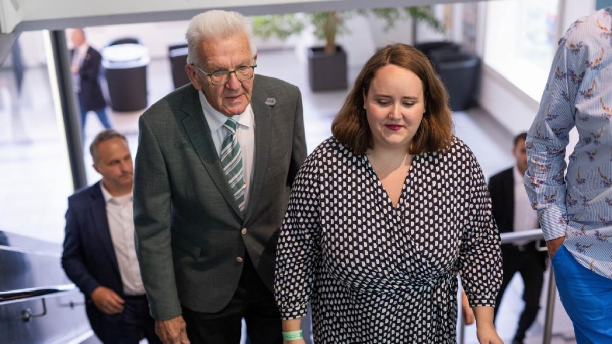 Winfried Kretschmann und Ricarda Lang (Gr&uuml;ne) pl&auml;dieren f&uuml;r sinkende Migrantenzahlen. (Foto)