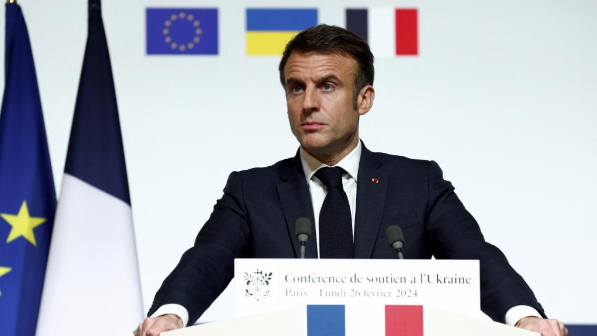 Emmanuel Macron sprach &uuml;ber eine m&ouml;gliche Entsendung von westlichen Bodentruppen in die Ukraine. (Foto)