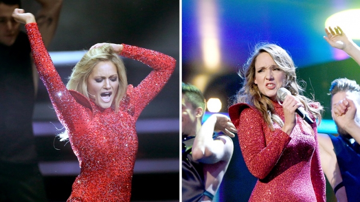 Die Bildkombo zeigt die Sängerin Helene Fischer bei der Bambi-Verleihung in Berlin (l) und Carolin Kebekus bei der Verleihung der Comedypreise in Köln.