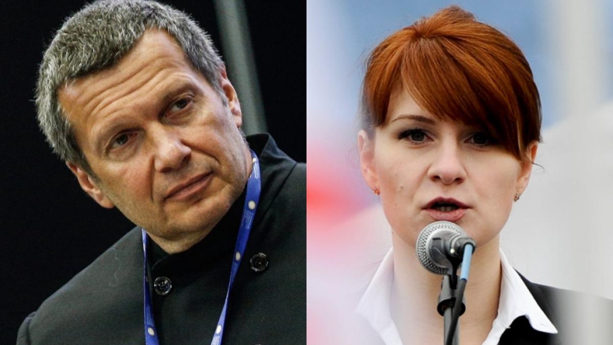 Wladimir Solowjow und Marija Butina geh&ouml;ren zu den fanatischsten Hetzern, die Kreml-Chef Wladimir Putin den R&uuml;cken st&auml;rken. (Foto)