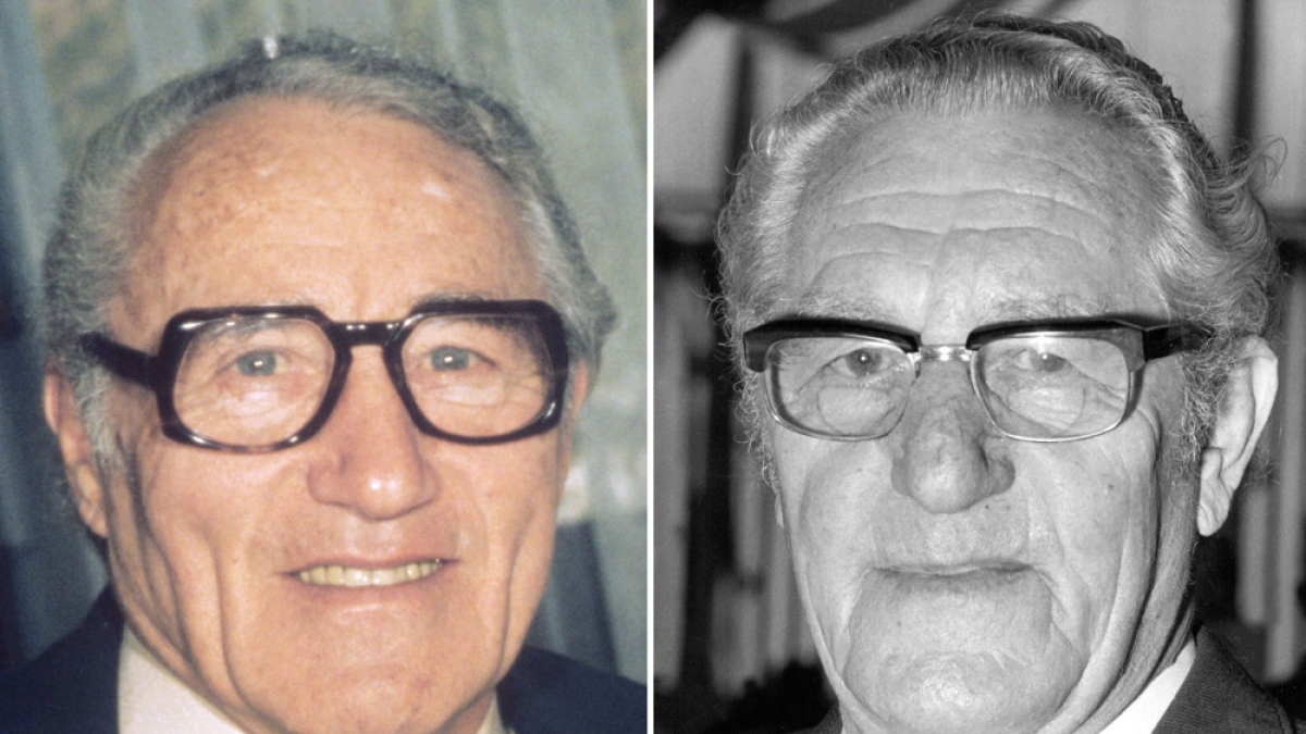 Die Gr&uuml;nder des Sportartikelherstellers Adidas, Adolf Dassler (l) und Rudolf Dassler. (Foto)