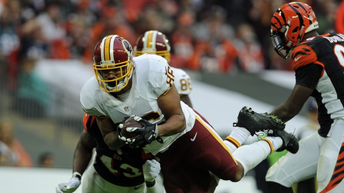 Jordan Reed von den Washington Commanders fliegt im Spiel gegen die Cincinnati Bengals, am 30.10.2016. (Symbolbild) (Foto)