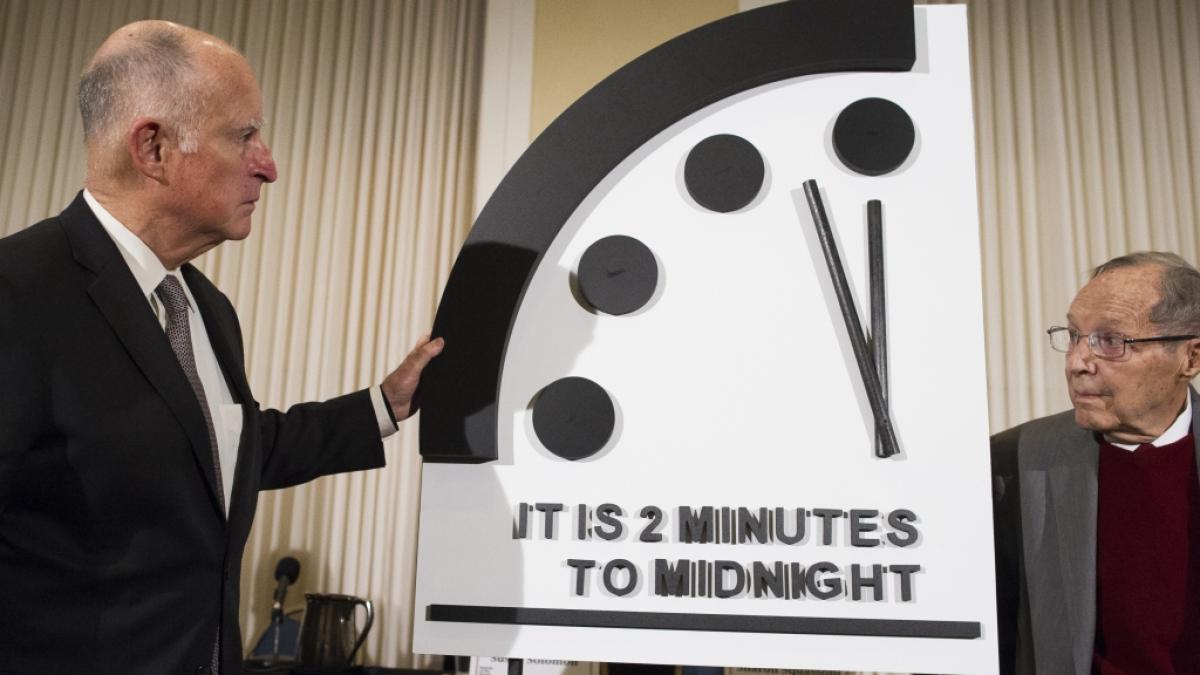 Im Januar 2019 stand die Doomsday Clock noch auf zwei Minuten vor zw&ouml;lf, 2023 blieben der Menschheit der Weltuntergangs-Uhr zufolge nur noch 90 Sekunden bis zur Apokalypse. (Foto)