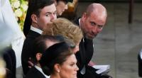 Der britische Prinz William während der Trauerfeier für König Harald V. in der Kathedrale von Oslo. Ebenfalls im Bild: Dänemarks Kronprinz Christian, Spaniens Altkönigin Sofia sowie die schwedische Kronprinzessin Victoria mit Prinz Daniel.