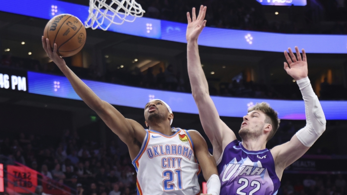 Utah Jazz verteidigt gegen Ohklahoma City Thunder am 11.04.2025. (Symbolbild) (Foto)
