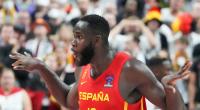 Deutschland hat gegen Spanien im Basketball-EM-Halbfinale verloren. Usamn Garuba (Spanien) jubelt nach einem Punktgewinn.