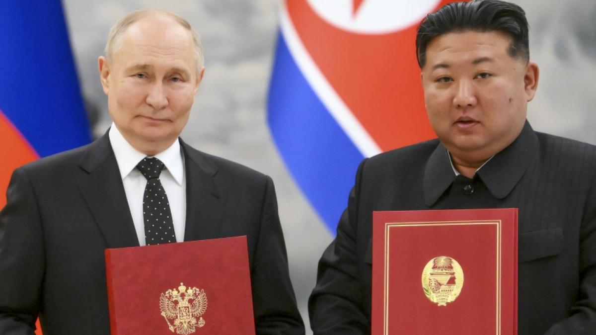 Wladimir Putin (links) und Kim Jong Un haben sich gegenseitige Unterst&uuml;tzung zugesichert. (Foto)