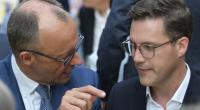 Baden-Württembergs Fraktionschef Manuel Hagel (CDU, r.) soll zu einem Geheim-Dinner für Spitzenpolitiker der Union mit Bundeskanzler Friedrich Merz (l.) eingeladen haben. 