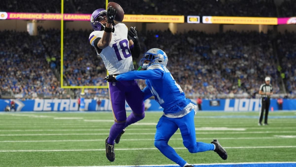 Justin Jefferson von den Minnesota Vikings f&auml;ngt den Ball, am 02.11.2025. (Symbolbild) (Foto)