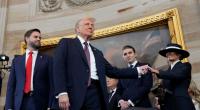 Präsident Donald Trump bei der Amtseinführung im US-Kapitol. Seine mächtigen Unterstützer Mark Zuckerberg, Jeff Bezos und Tesla-Chef Elon Musk feierten den Wahlsieg frenetisch. Nun machen sie derbe Verluste.