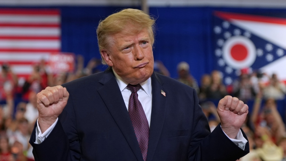 Donald Trump pr&auml;sentierte sich bei seinem Wahlkampfauftritt in Ohio in bester Laune. (Foto)